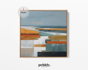 Abstracte kunstafdruk, moderne muurkunst, minimalistisch huisdecor, hedendaagse poster, kleurrijke kunstwerken, geometrische schilderkunst, abstract landschap