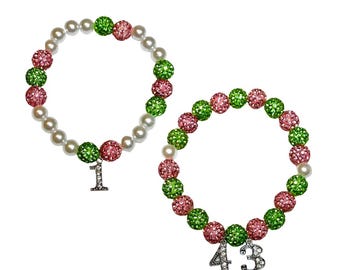 Phirst sorority Line Number Position Charm Bracelet Set