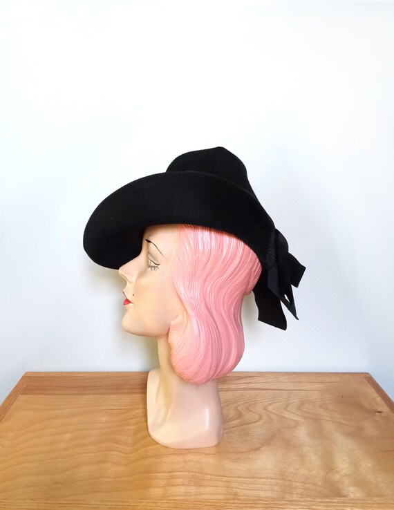 Vintage 1940's Black Tilt Fedora~ - image 3