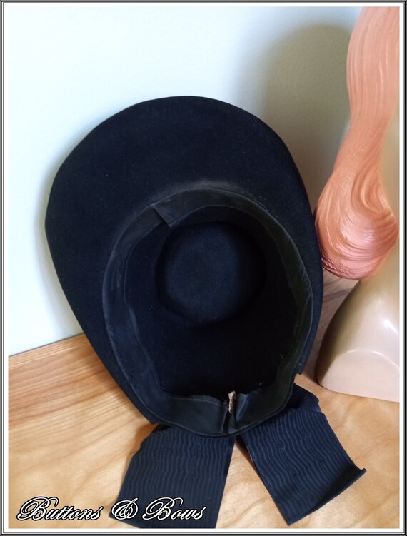 Vintage 1940's Black Tilt Fedora~ - image 7