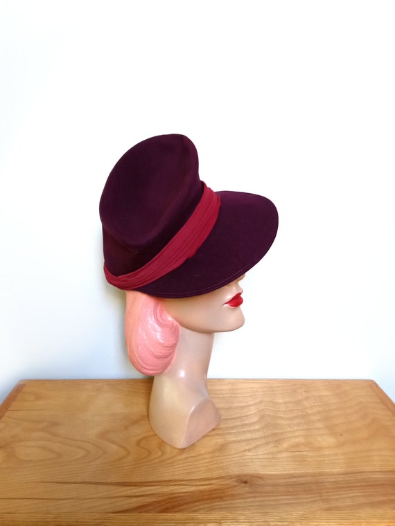1930s/40s Brown Cream Velour Felt Tilt Hat
