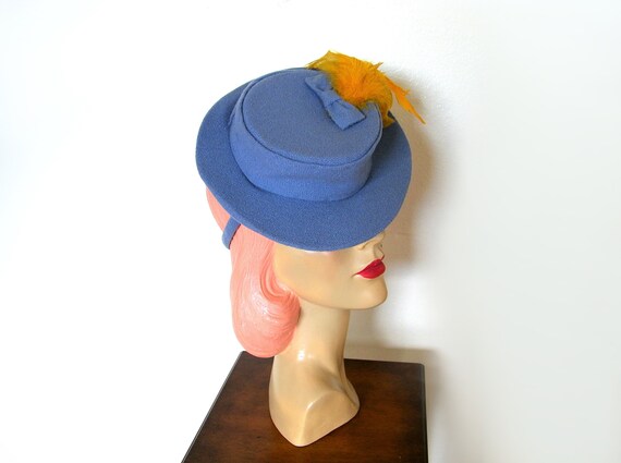 Vintage 1940's Periwinkle Blue Toy Tilt Hat~