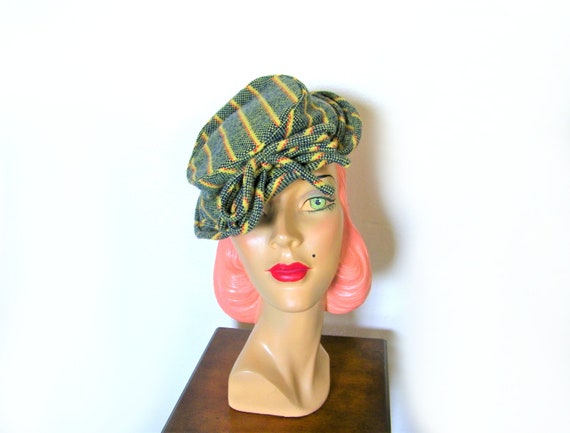 Vintage 1940's Striped Tilt Hat~