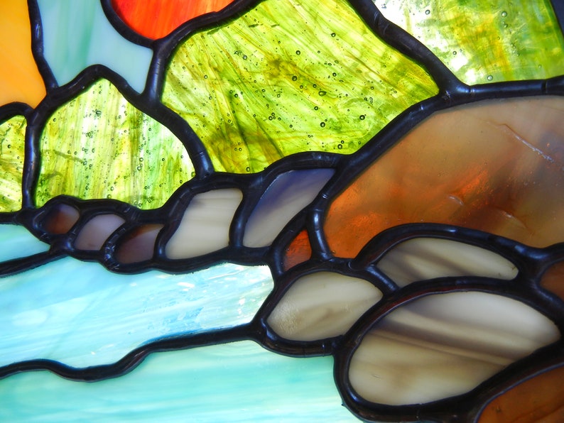 Stained Glass Autumn Stream panel