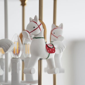 Red Horse Merry-Go-Around Carrousel 6-lights Flush Mount Ceiling Light, Pedant/Chandelier for Kids Room or Nursery image 2