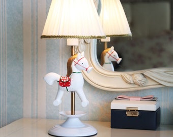 Red Carousel Horse Kids Table Lamp, Kids Lighting for Boys and Girls