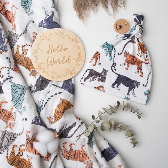 Miaoberry Tiger Swaddle in Cream tiger Baby 2022 Etsy