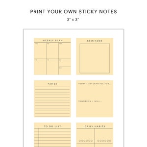 Printable Sticky Notes, Printable Post-its, Print Your Own Sticky Notes, Planner Sticky Notes, Custom Sticky Notes, Printable PDF