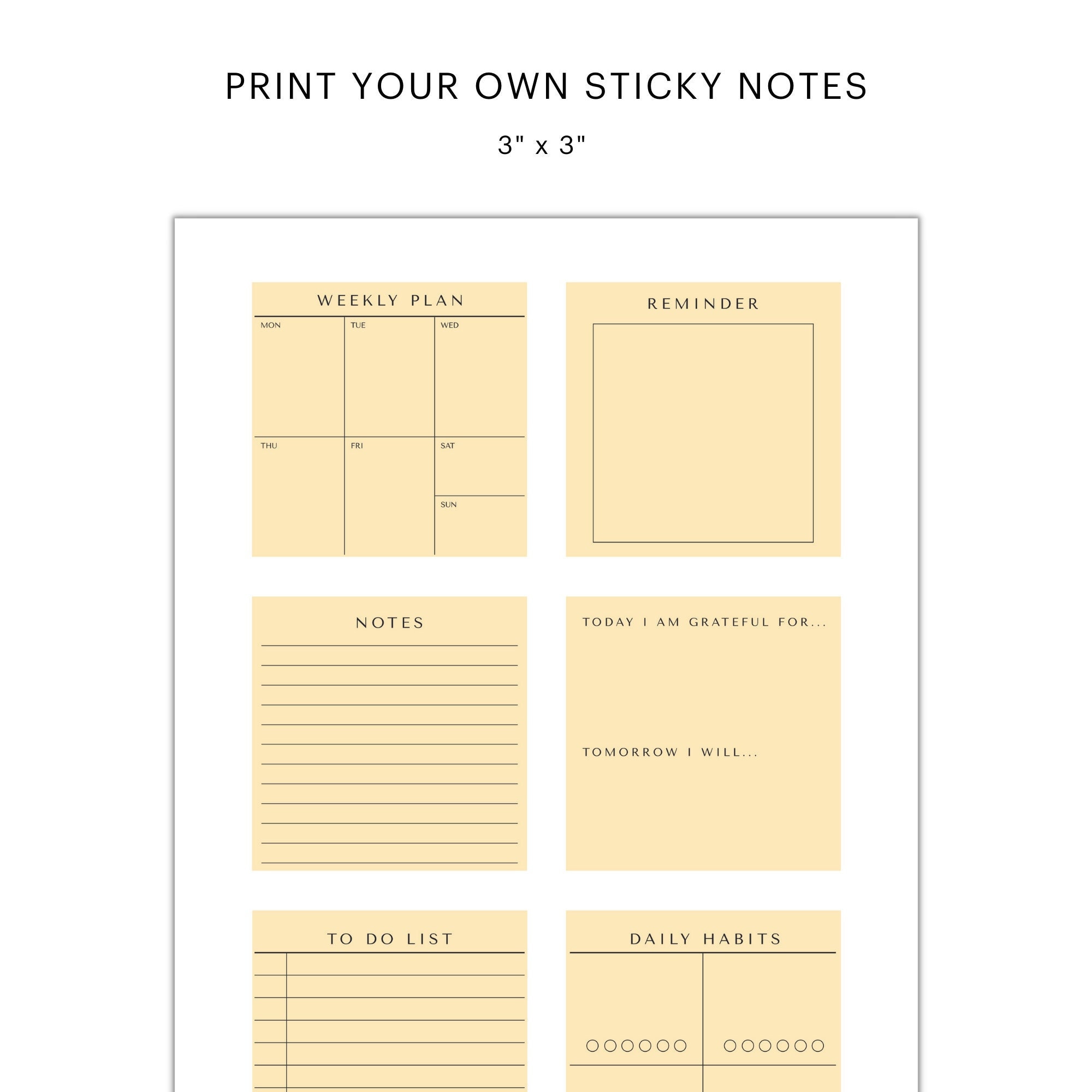 Printable Post-it Notes: Free layout to print and make your own!