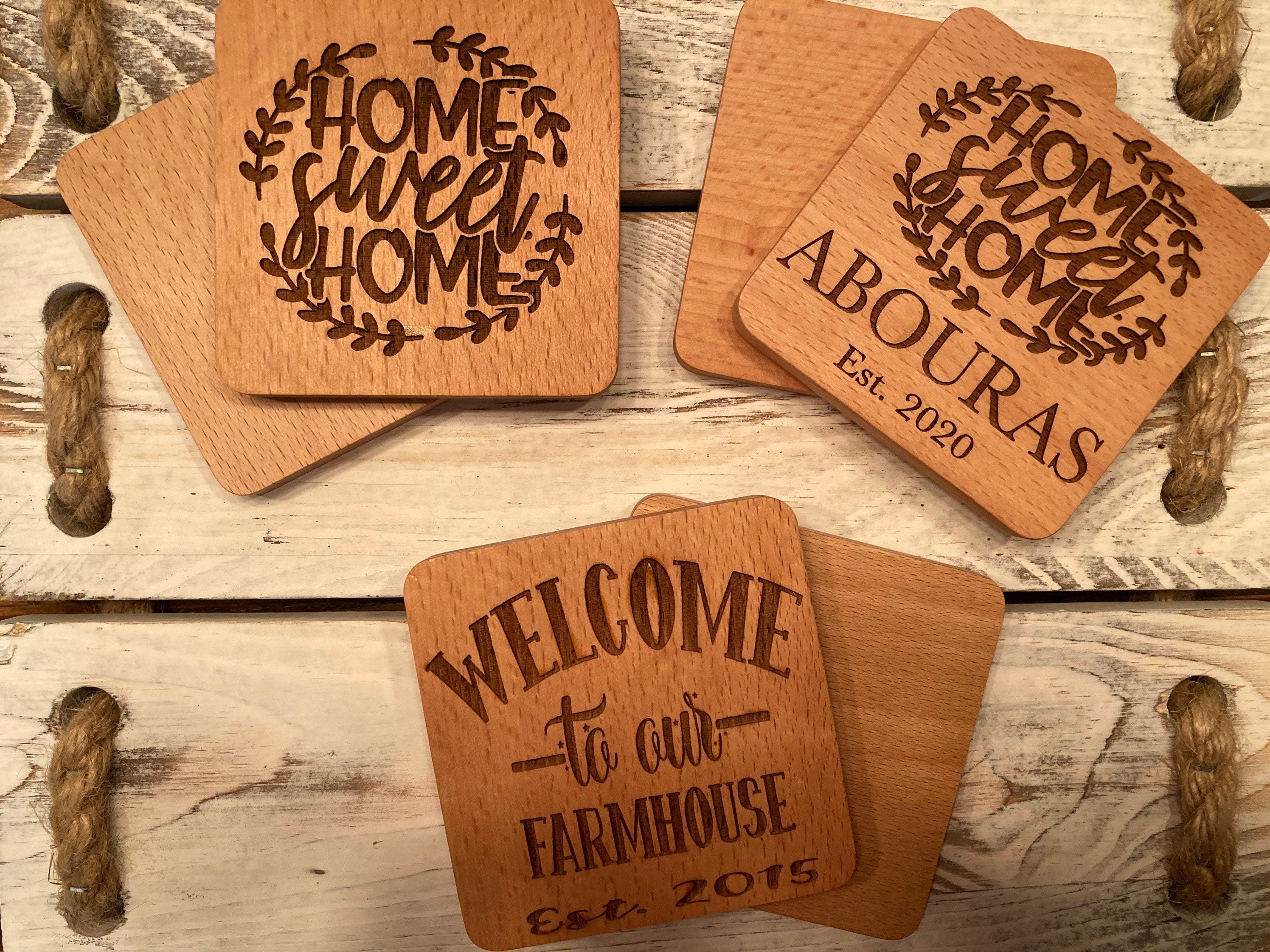 Housewarming Personalized Coasters Coaster set First Home Etsy