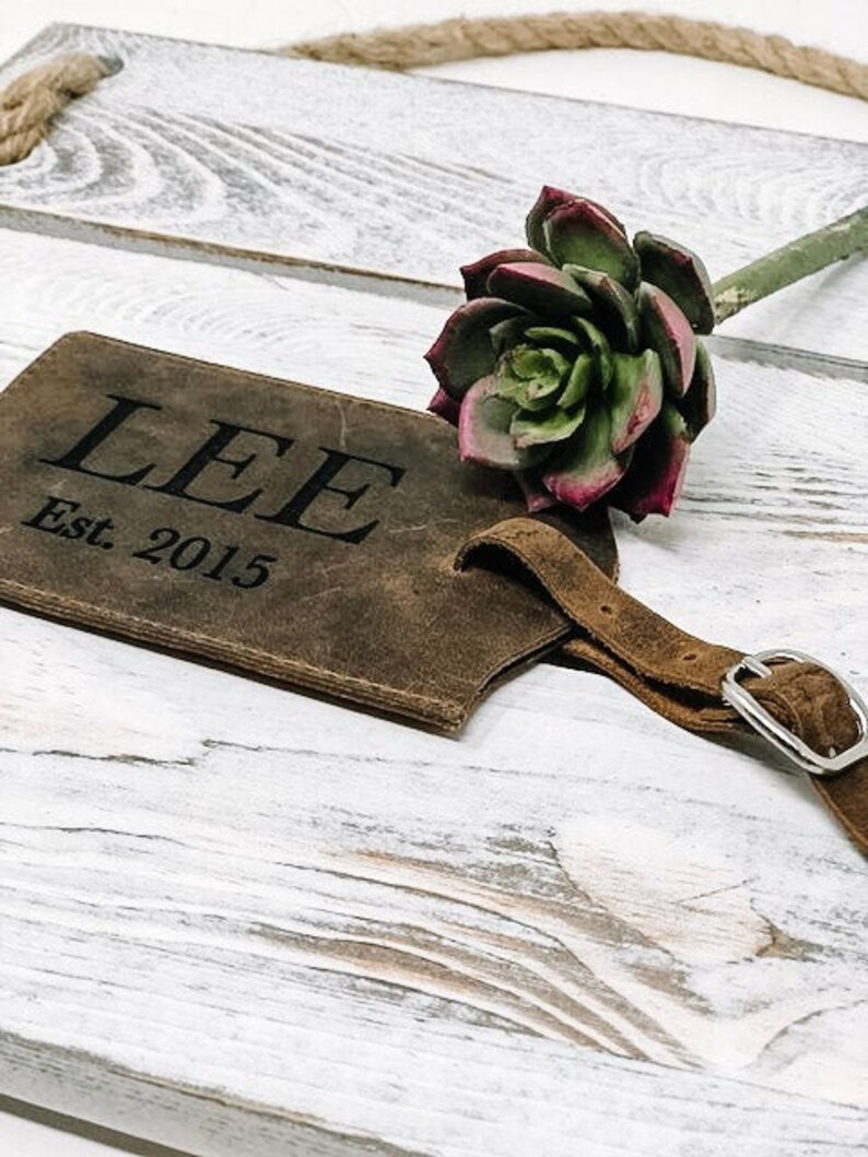 Engraved Genuine Leather Luggage Tag Leather Luggage Tag Personalized Honeymoon Travel Couples Travel Gift Perfect for Travelers