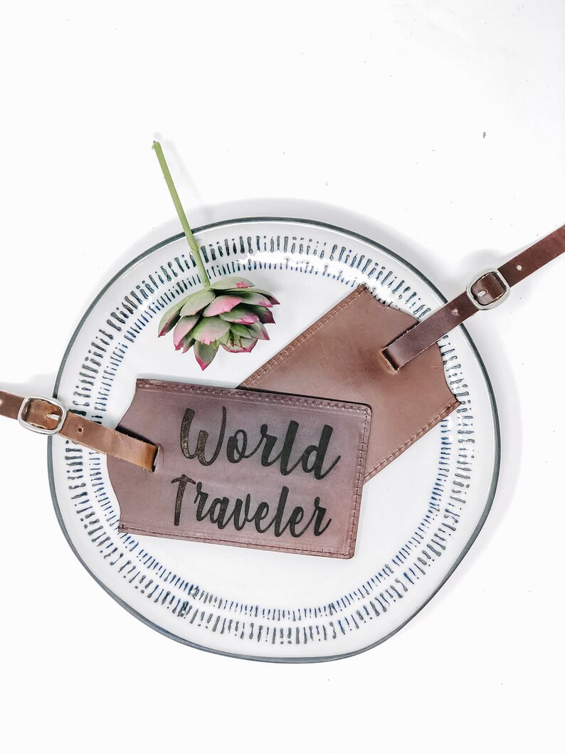 Engraved Genuine Leather Luggage Tag Leather Luggage Tag Personalized Honeymoon Travel Couples Travel Gift Perfect for Travelers