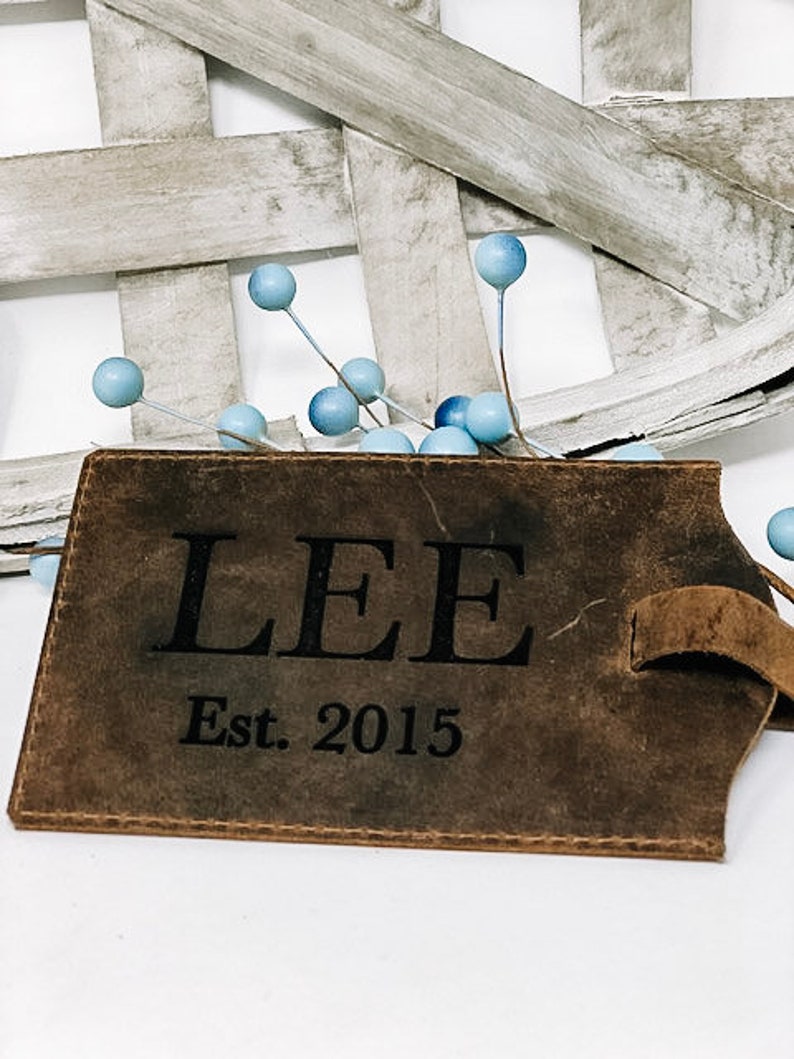 Engraved Genuine Leather Luggage Tag Leather Luggage Tag Personalized Honeymoon Travel Couples Travel Gift Perfect for Travelers