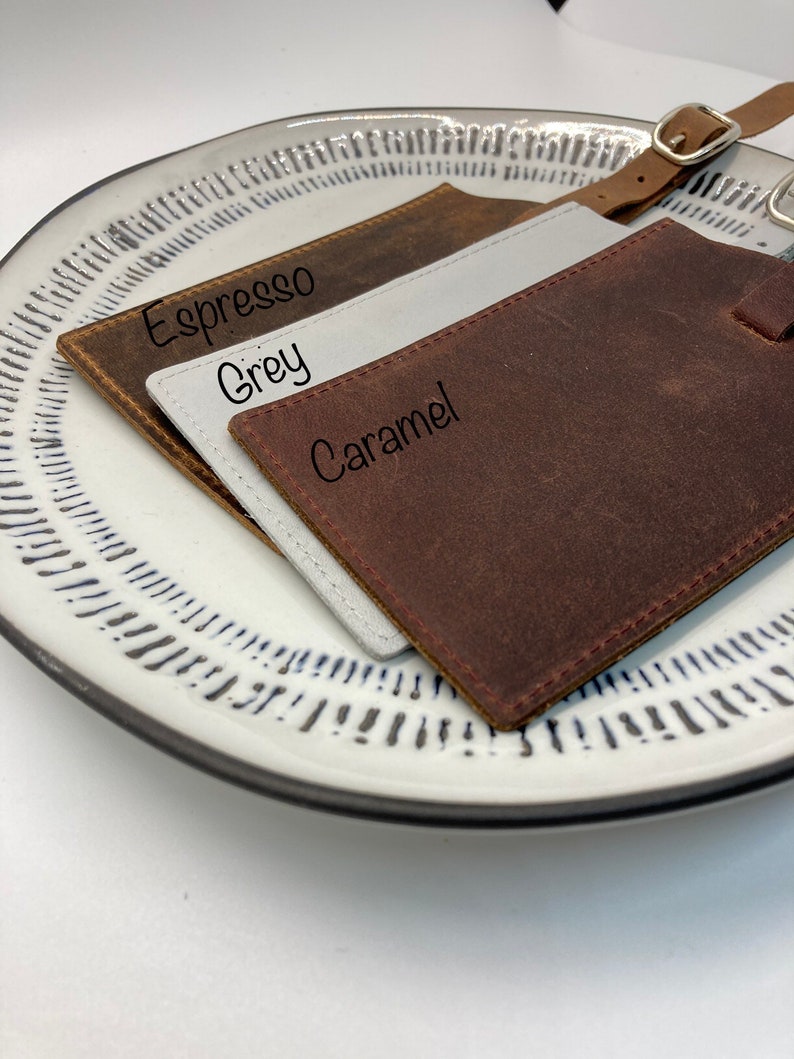Engraved Genuine Leather Luggage Tag Leather Luggage Tag Personalized Honeymoon Travel Couples Travel Gift Perfect for Travelers
