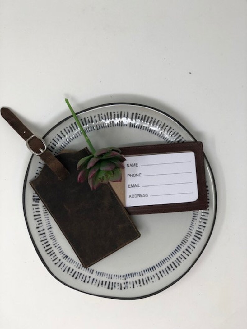 Engraved Genuine Leather Luggage Tag Leather Luggage Tag Personalized Honeymoon Travel Couples Travel Gift Perfect for Travelers