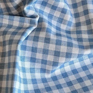Blue Gingham Fabric by the Yard - 54" wide - Cotton - 1/4" Blue Vichy Check Small Checkered Fabric - Premier Prints Gingham Weathered Blue