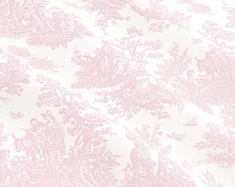 Pink Toile Fabric: Cotton 54" wide, French Pastoral Toile de Jouy Textile,  Premier Prints Jamestown Baby Pink