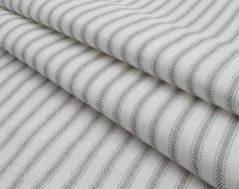 Gray Ticking Stripe Fabric by the Yard - Cotton - 54" wide - Upholstery Home Decor - Premier Prints Fabric - Classic Storm Ticking Stripe