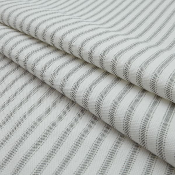 Gray Ticking Stripe Fabric by the Yard - Cotton - 54" wide - Upholstery Home Decor - Premier Prints Fabric - Classic Storm Ticking Stripe