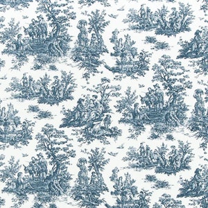 Navy Blue Toile Fabric by the Yard - Blue French Toile Fabric - Cotton - 54&quot; Wide - Upholstery - Premier Prints - Jamestown Premier Navy