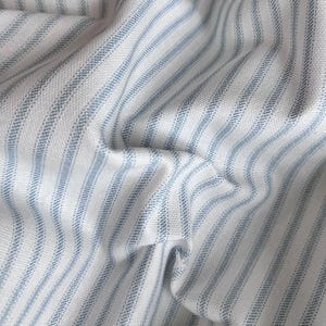 Blue and White Ticking Stripe Fabric by the Yard - Cotton - 54&quot; wide - Blue Ticking Farmhouse Decor - Premier Prints Classic Weathered Blue