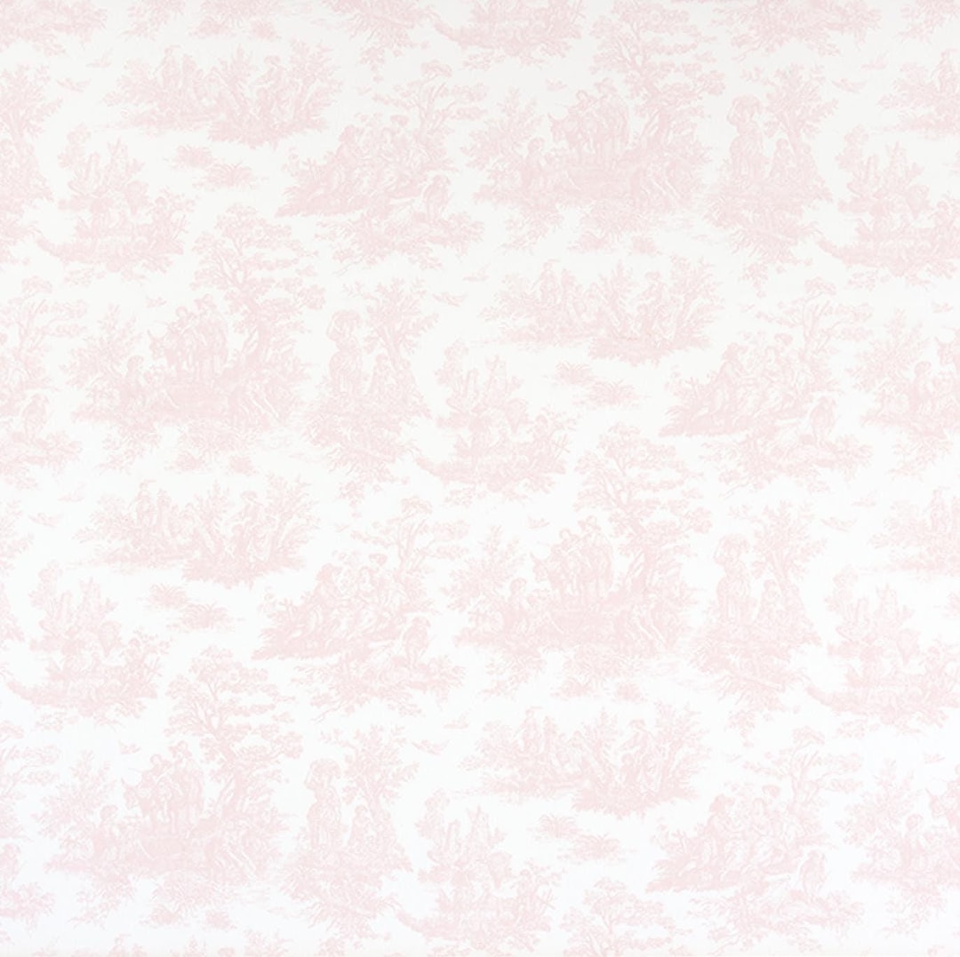 Pale Pink Toile Fabric by the Yard Cotton Twill French Toile De Jouy ...
