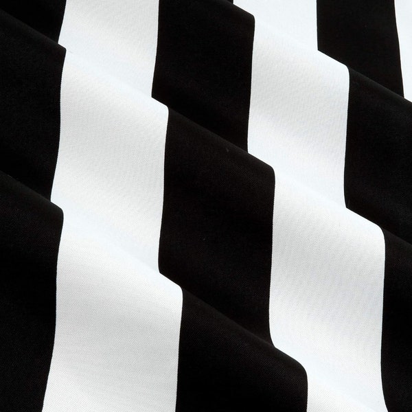 Outdoor Black White Stripe Fabric by the Yard - Outdoor Vertical Black Stripe Fabric - 54" wide - Premier Prints Outdoor Vertical Black