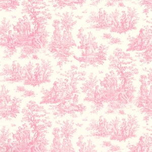 Pink Toile Fabric by the Yard - Cotton - 54" wide - Upholstery Home Decor - Premier Prints Fabric - Jamestown Baby Pink