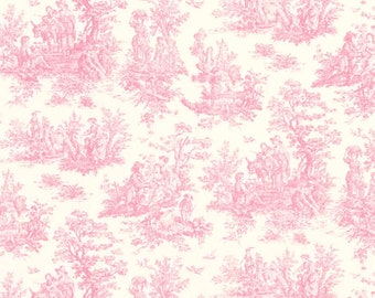 Pink Toile Fabric by the Yard - Cotton - 54" wide - Upholstery Home Decor - Premier Prints Fabric - Jamestown Baby Pink