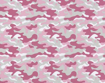Pink Camo Fabric by the Yard Cotton Canvas Pink Gray White Camouflage Pattern Army Material Home Decor Upholstery Textile