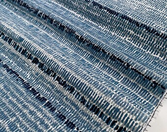 Blue Outdoor Fabric by the Yard Modern Stripe Shibori Print Waterproof Canvas Fabric for Patio Furniture Cushions Sun Shade Awning Cover