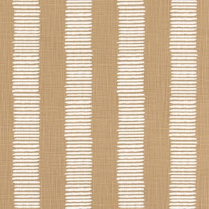 May include: A brown fabric with white stripes made of small, oval shapes. The fabric has a subtle texture.