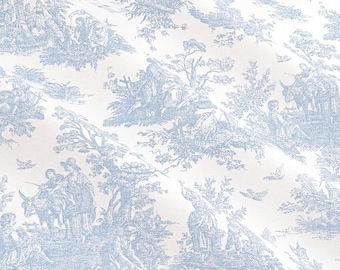 Blue Toile Fabric by the Yard - Cotton - 54" wide - Upholstery Home Decor - Premier Prints Fabric - Jamestown Weathered Blue
