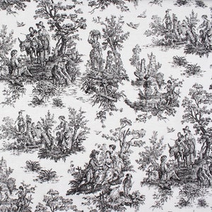 Black Toile Fabric - French Toile Fabric by the Yard - Cotton - 54&quot; wide - Upholstery Home Decor - Premier Prints Fabric - Colonial Black