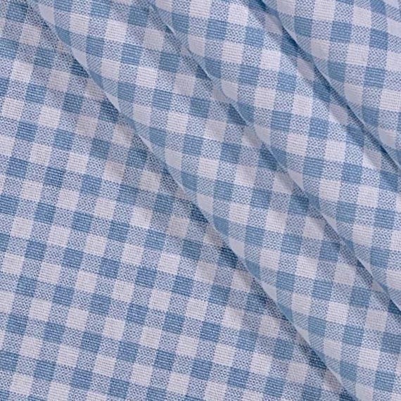 Blue Gingham Fabric by the Yard - 54" wide - Cotton - 1/4" Blue Vichy Check Small Checkered Fabric - Premier Prints Gingham Weathered Blue