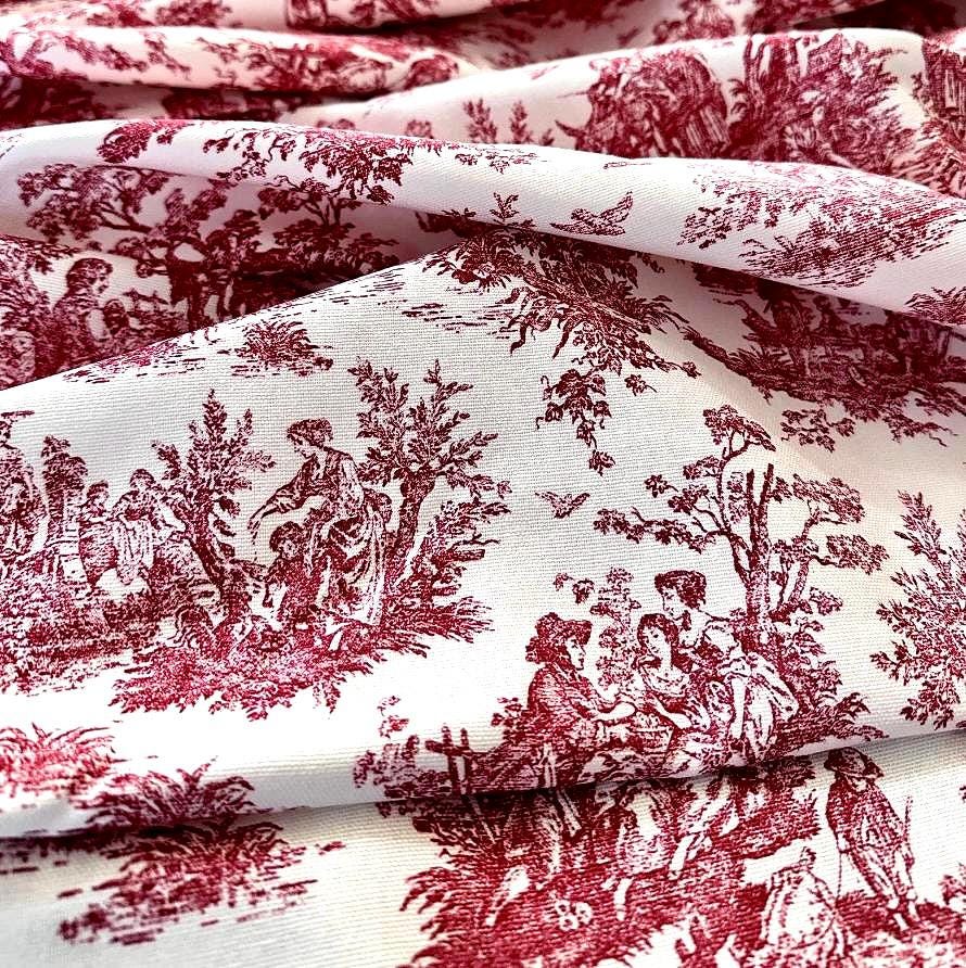 Red Toile Fabric - French Toile Fabric by the Yard - Cotton
