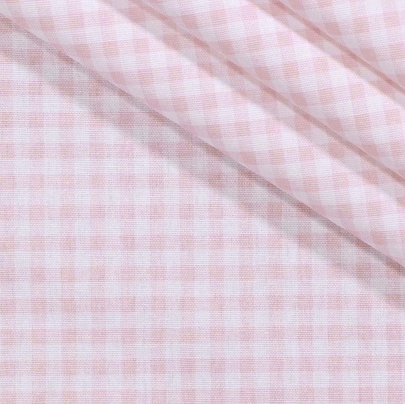 Pale Pink Gingham Fabric by the Yard - 54" wide 100% Cotton - Pale Pink Vichy Check - 1/4" Checkered Fabric - Premier Prints - Gingham Bella