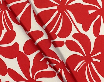 Floral Red Outdoor Fabric by the Yard Retro Flower Print Waterproof Canvas Fabric for Patio Furniture Cushions Sun Shade Awning Upholstery