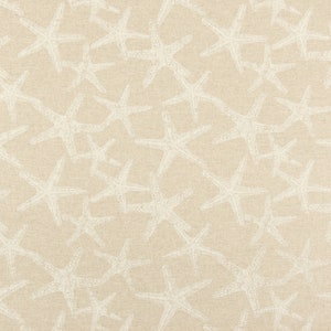 Coastal Starfish Fabric by the Yard - Upholstery Weight - 54&quot; Wide - Nautical Marine Life Ocean Fabric - Sea Friends Cloud Linen