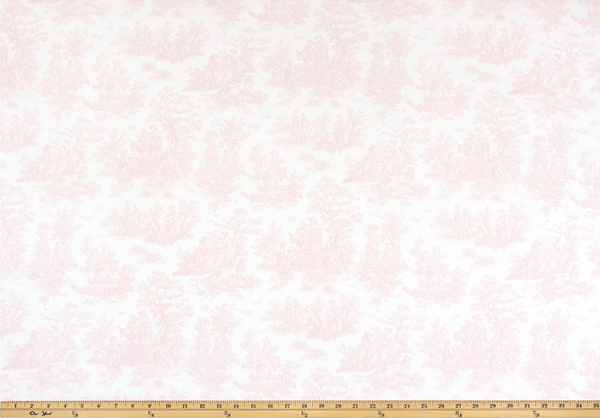 Pale Pink Toile Fabric by the Yard Cotton Twill French Toile De Jouy ...