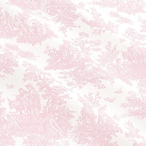 Pink Toile Fabric: Cotton 54" wide, French Pastoral Toile de Jouy Textile,  Premier Prints Jamestown Baby Pink
