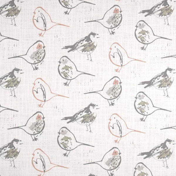 Premier Prints Fabric - Bird Toile Blush Slub Canvas - 54" wide