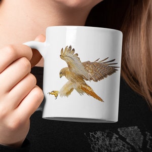 Red Tailed Hawk Mug , Funny Hawk Coffee Cup ,  Funny Novelty Ceramic Mug Gift Idea for Hawk Lovers , Available In Two Sizes