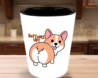 Corgi Shot Glass | Corgi Gifts | Bottoms Up Shot Glass For Corgi Dog Lovers| Corgi Butt Glass For Shots | Cute Corgi Butt Shot Glass