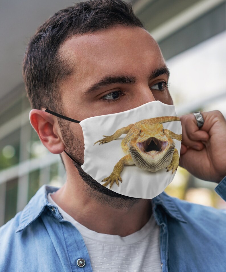 Download Bearded Dragon Print Mask 2 Layer Anti-Microbial Fabric ...