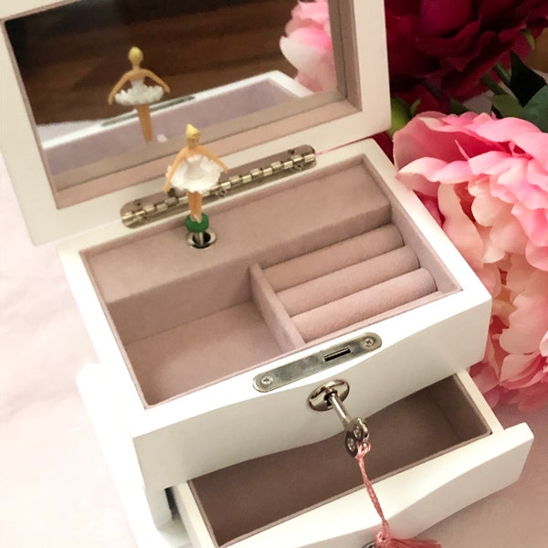 Personalised WOODEN ballerina musical jewelry box Ballerina Music box,baptism gift,christening gift, gift for girl, nursery decor