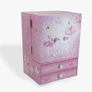EXTRA LARGE Personalisierte hölzerne Ballerina-Schmuckschatulle Ballerina-Schmuckschachtel, Geschenk für Mädchen, Spieluhr, Schmuckschatulle