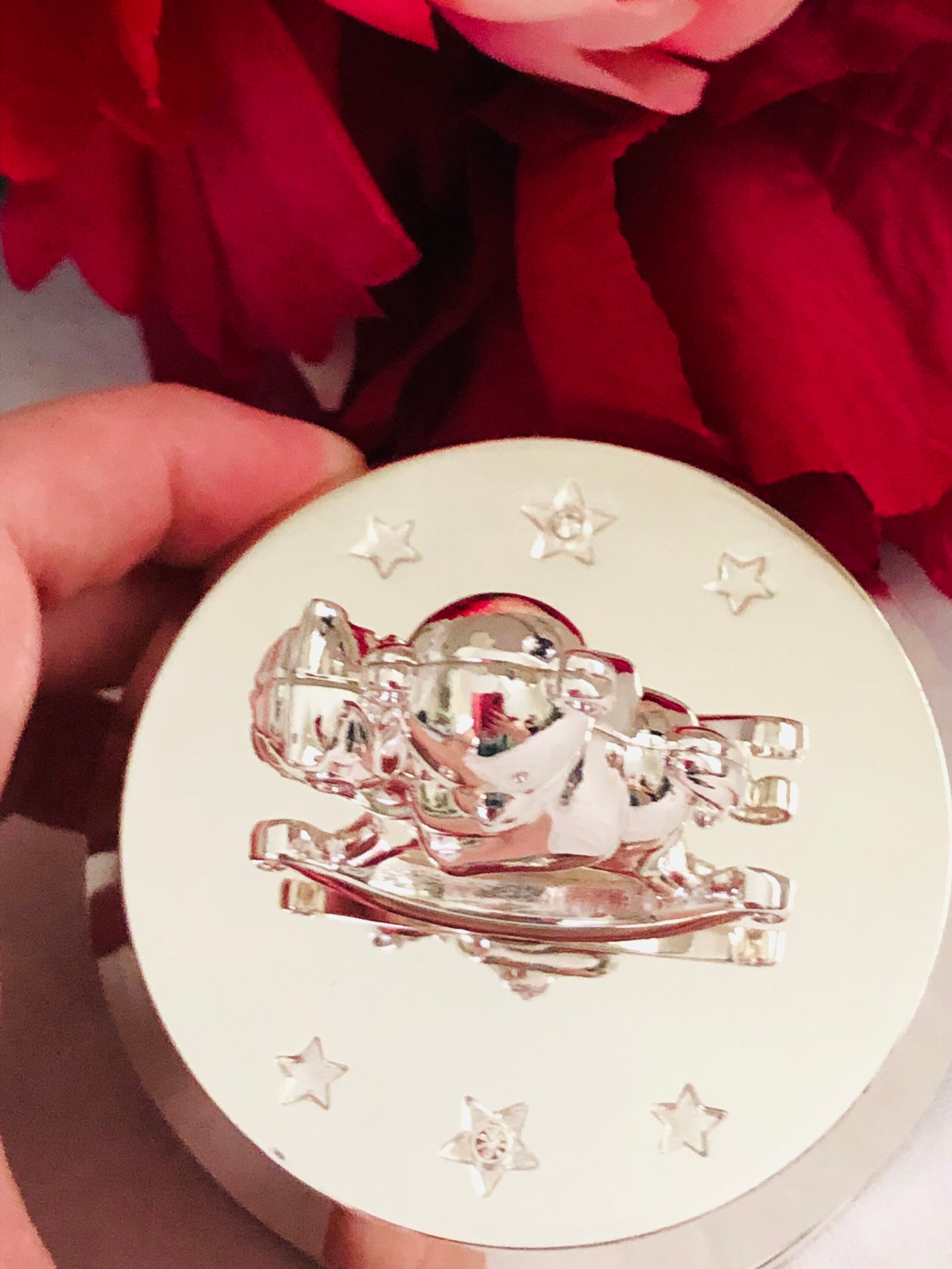 Personalised Silver Musical Rocking Horse & Bear, Music box, Nursery Gift,New Baby Gift,Musical rocking horse,Baptism gift, Christening gift