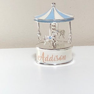 Personalised Musical Carousel,Musical Carousel,Nursery Gift,New Baby Gift, Horse Carousel,Baptism gift,Christening gift,Gift for baby,Music zdjęcie 4