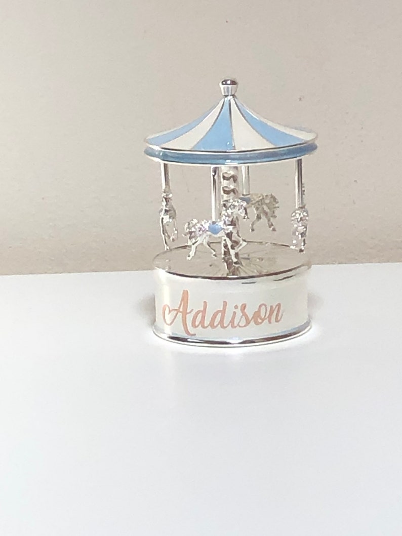 Personalised Musical Carousel,Musical Carousel,Nursery Gift,New Baby Gift, Horse Carousel,Baptism gift,Christening gift,Gift for baby,Music zdjęcie 4